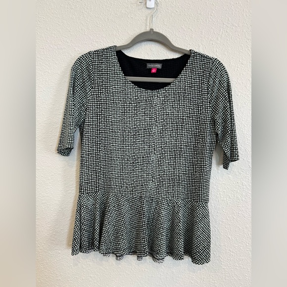 VINCE Camuto Black Mint Green Polka Dot Peplum Stretch small - Picture 1 of 7